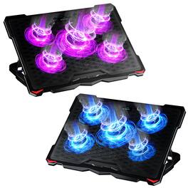 HongFei - S035 Laptop Cooling Pad, Blue Lights and Purple Lights Set - Black