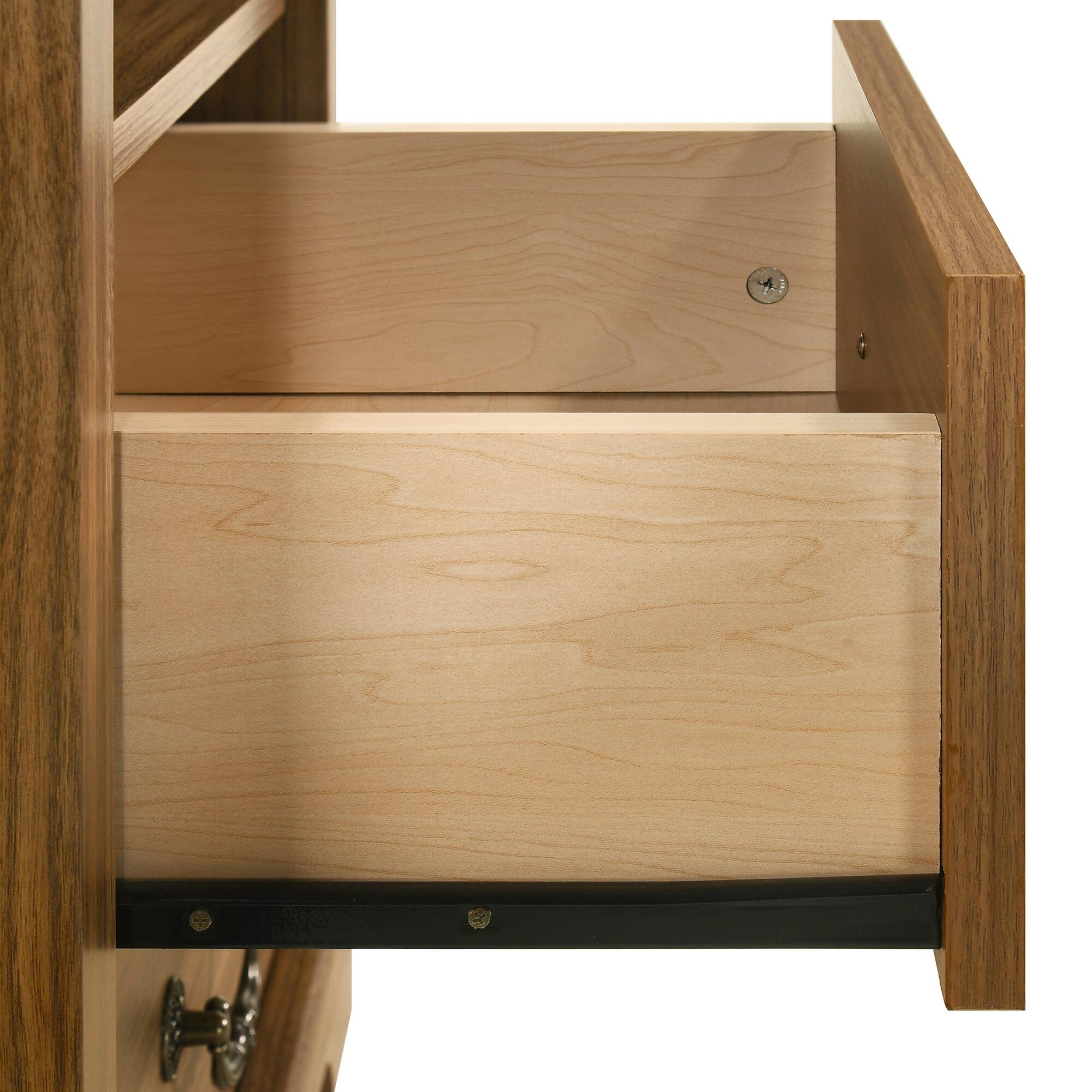 Alt View 6. Vaczon - Rustic Walnut Nightstands (Set of 2) with Open Shelf and 2 Drawers - Walnut.