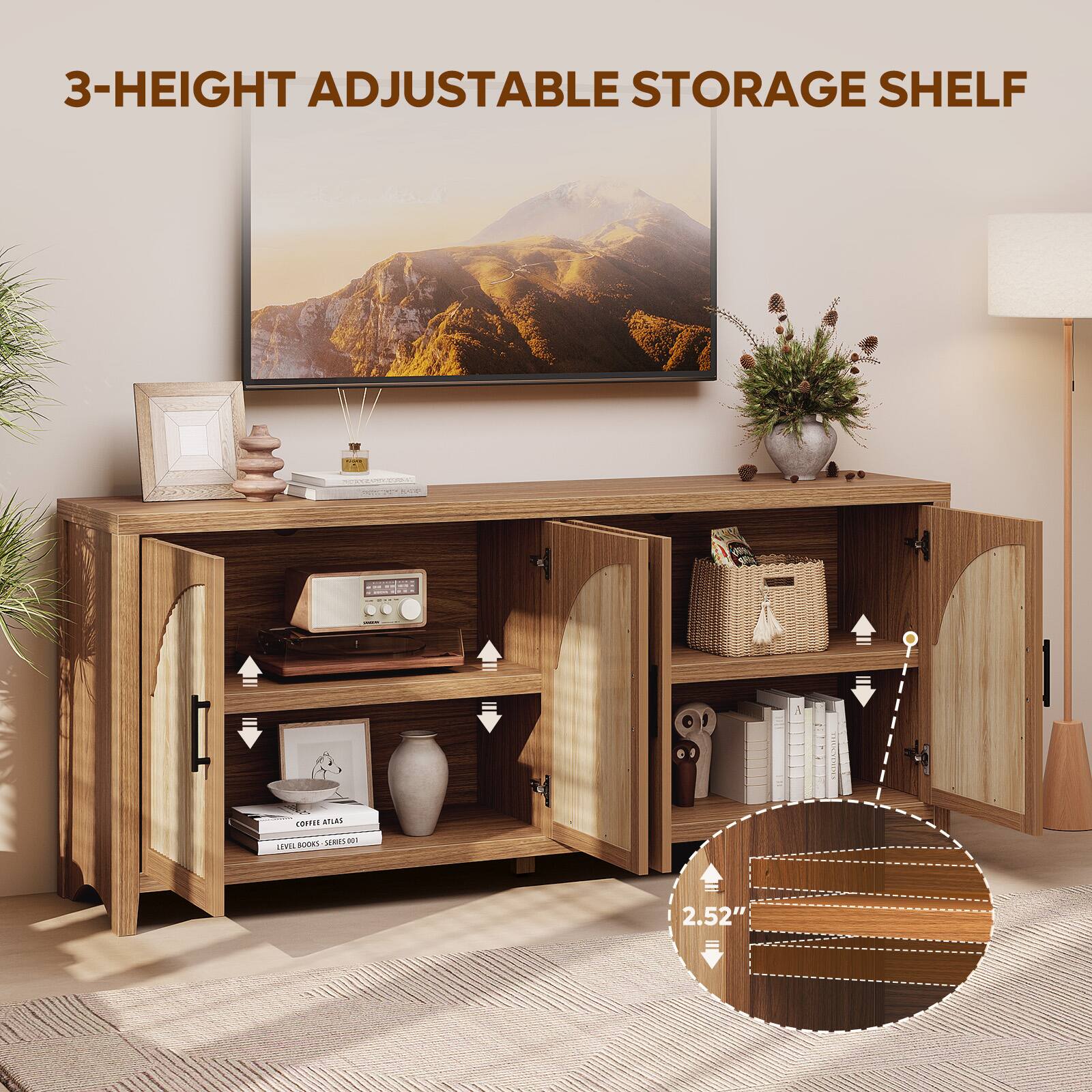 3-HEIGHT ADJUSTABLE STORAGE SHELF