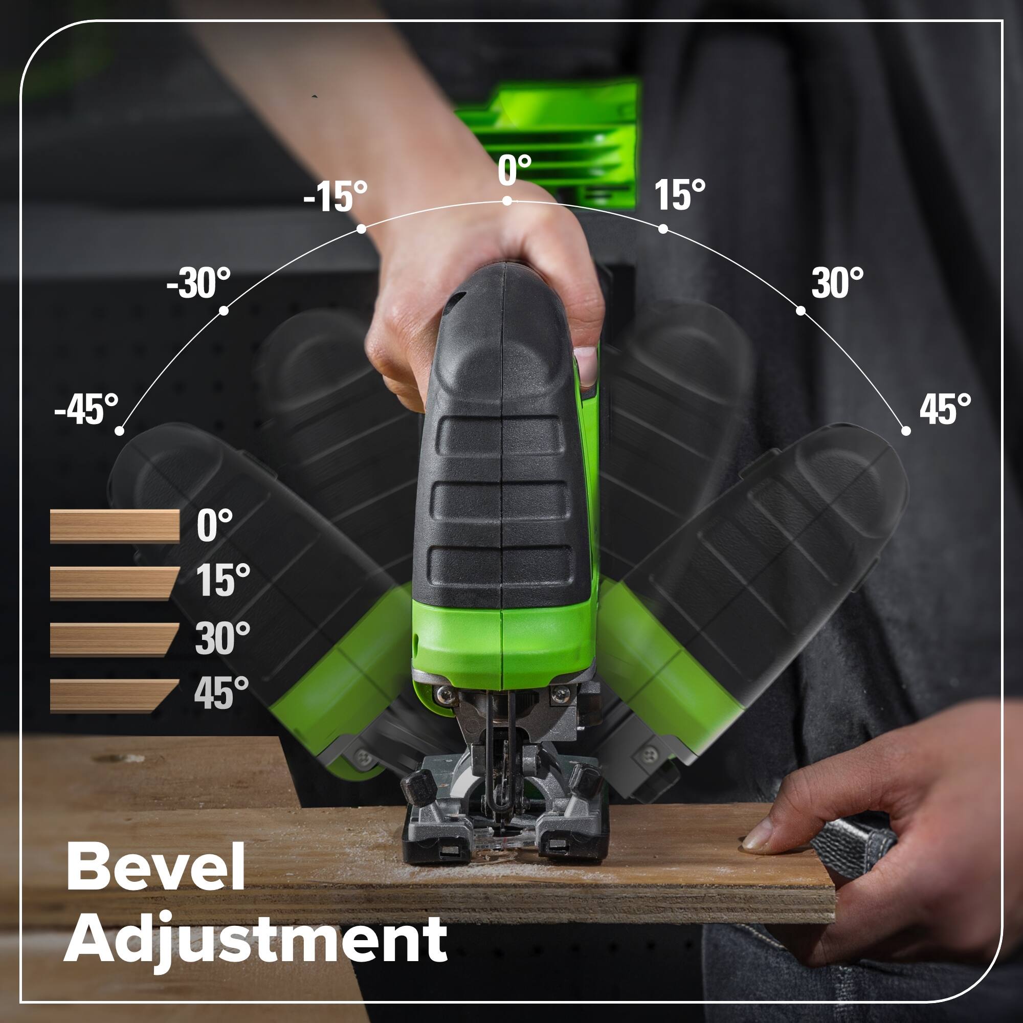 -15° 0° 15° -30° 30° -45° 45° 0° 15° 30° 45°

Bevel Adjustment