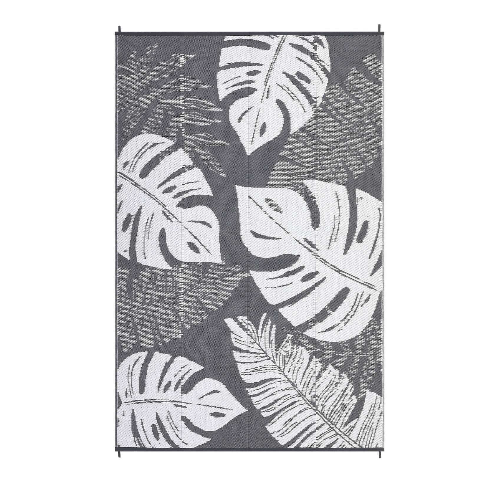 Front. GAOMON - Modern Outdoor Area Rug Stain Resistant Waterproof UV Resistant Lightweight Carpet for Balcony Picnic Beach Vacation - Grey White.