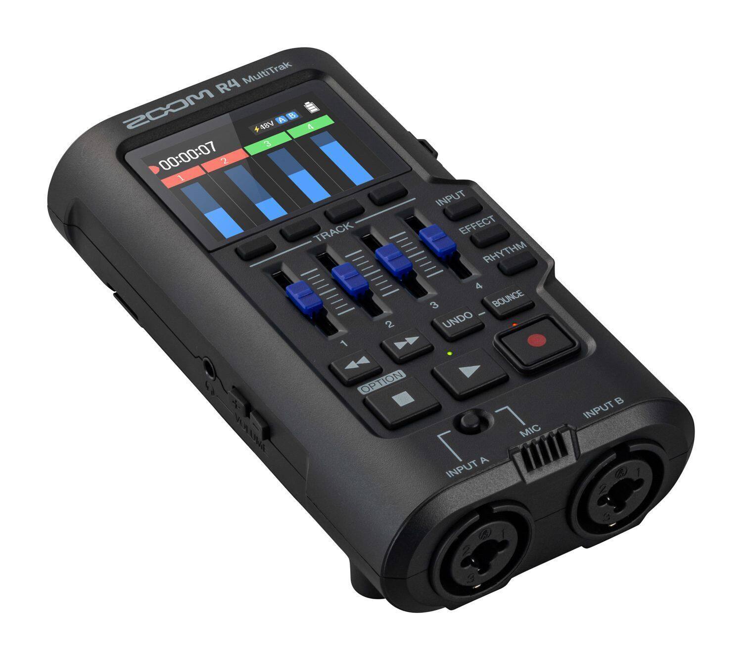 MultiTrak R4 MCOS + 18V A E5 4 3 00:00:07 2 1 TRACK 1 2 INPUT EFFECT RHYTHM 4 3 BOUNCE UNDO Ua OPTION 7 A INPUT MIC  INPUT 2 a