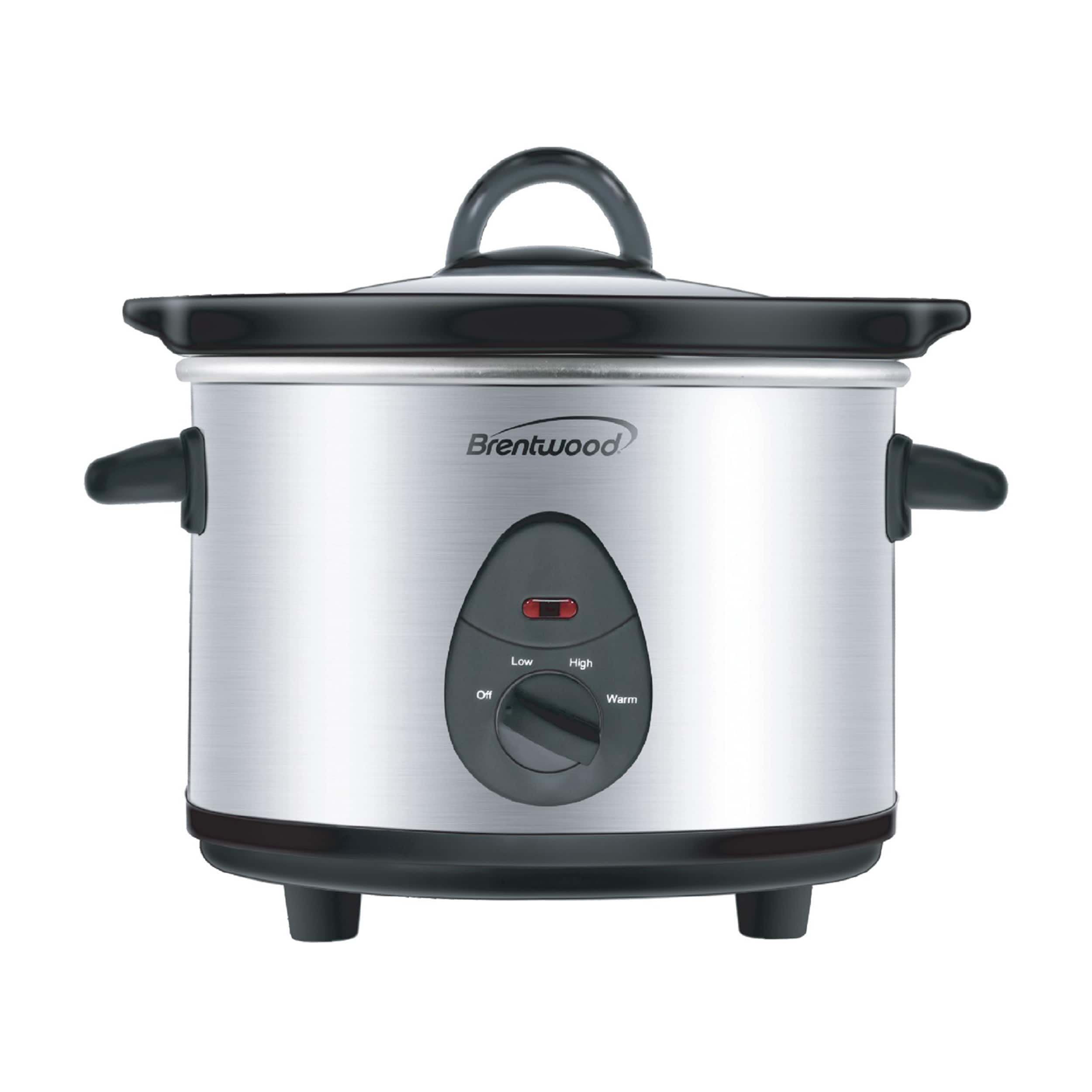 Brentwood - 1.5 Quart Slow Cooker in Stainless Steel with 3 Settings - Silver