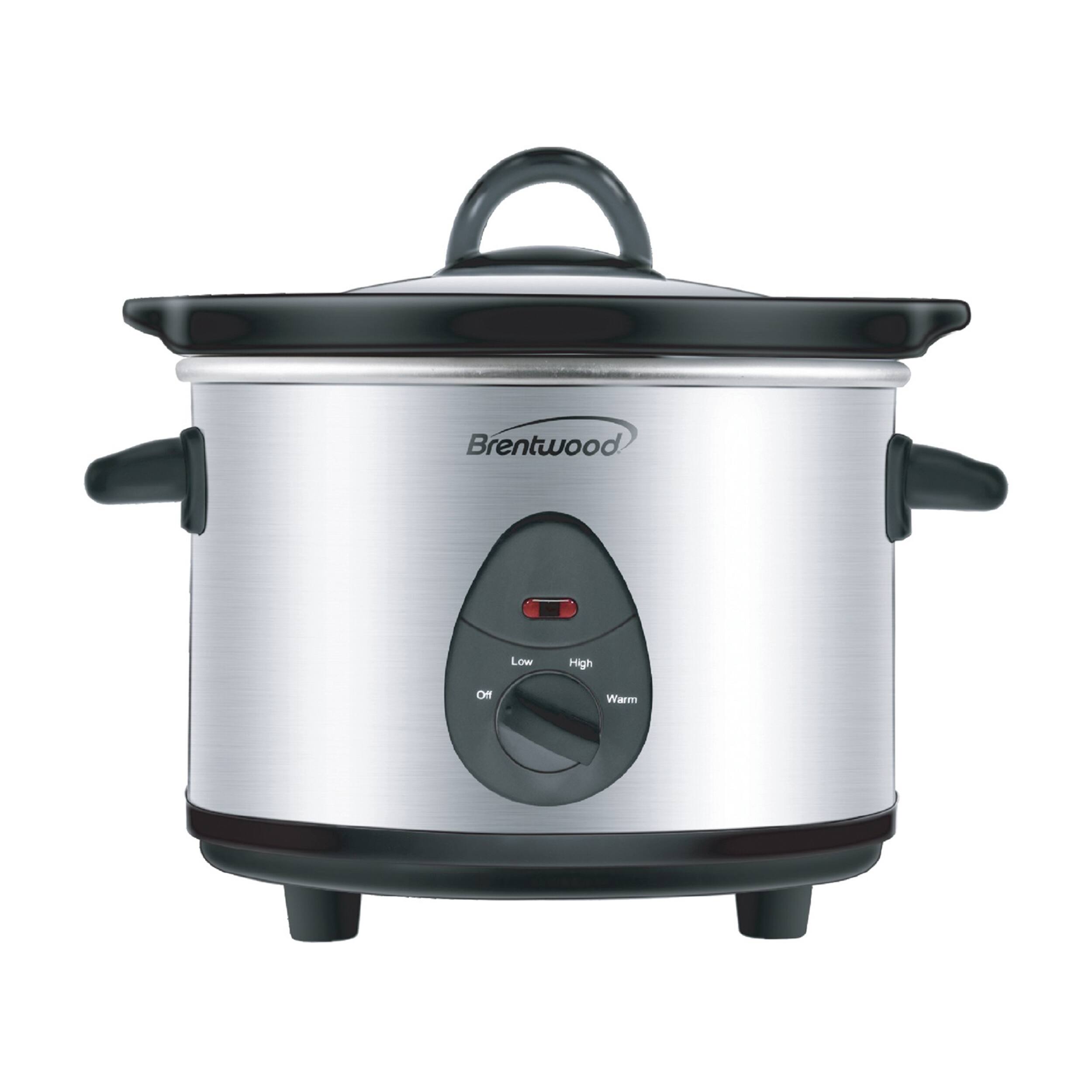 Brentwood - 1.5 Quart Slow Cooker in Stainless Steel with 3 Settings - Silver