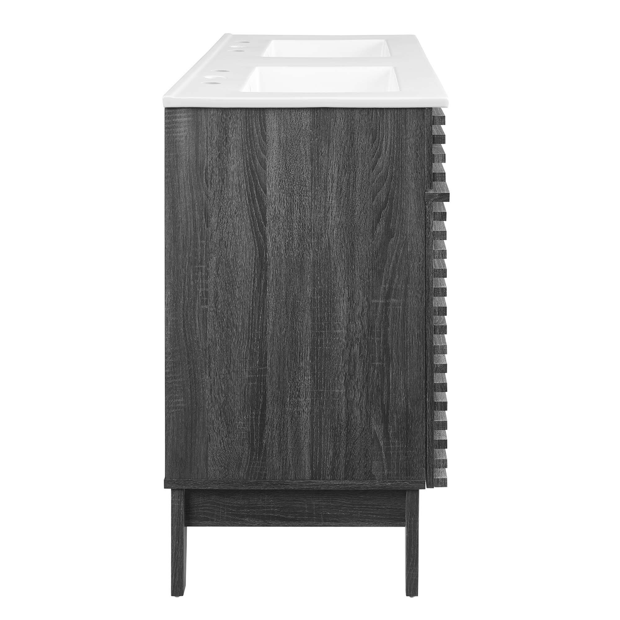 Back. Modway - Render 48" Bathroom Vanity with White Basin Included - Charcoal White.