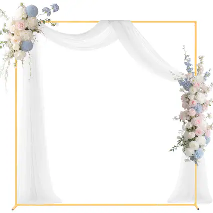 Front. VEVOR - Arch Backdrop Stand, 6.6 x 6.6 ft, Stable Structure, Easy Assembly, Square Gold Metal Arch Backdrop Stand for Wedding - Gold.
