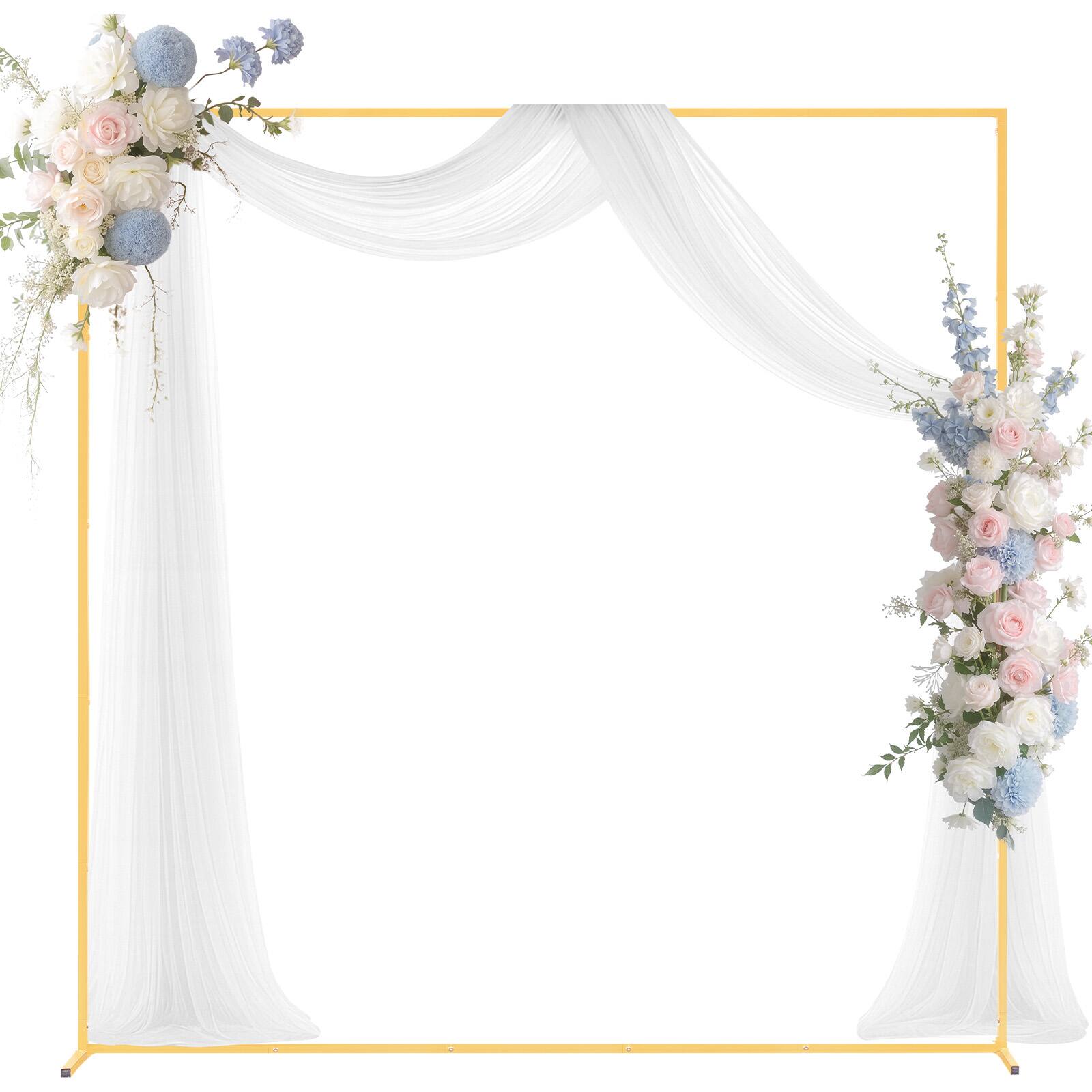 Front. VEVOR - Arch Backdrop Stand, 6.6 x 6.6 ft, Stable Structure, Easy Assembly, Square Gold Metal Arch Backdrop Stand for Wedding - Gold.