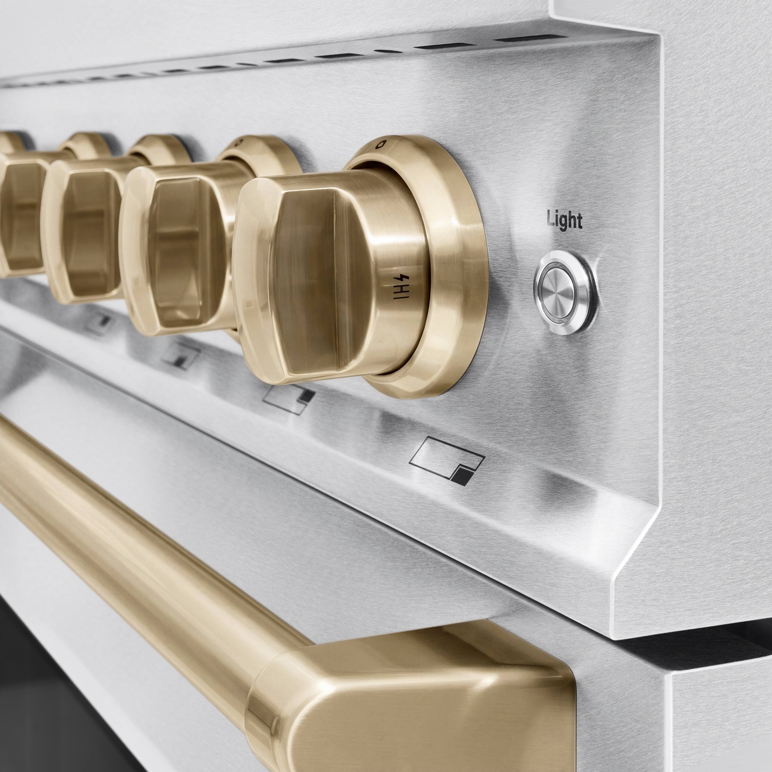 Alt View 15. ZLINE - Autograph 48 in. 6.7 cu. ft. Classic Freestanding DuoPro Dual Fuel Range in Satin Stainless Steel and Bronze Accents - Satin Stainless Steel.