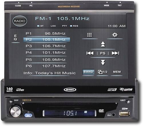 Best Buy Jensen 40w X 4 Apple Ipod Ready In Dash Dvd Deck With 7 Touch Screen Vm9214