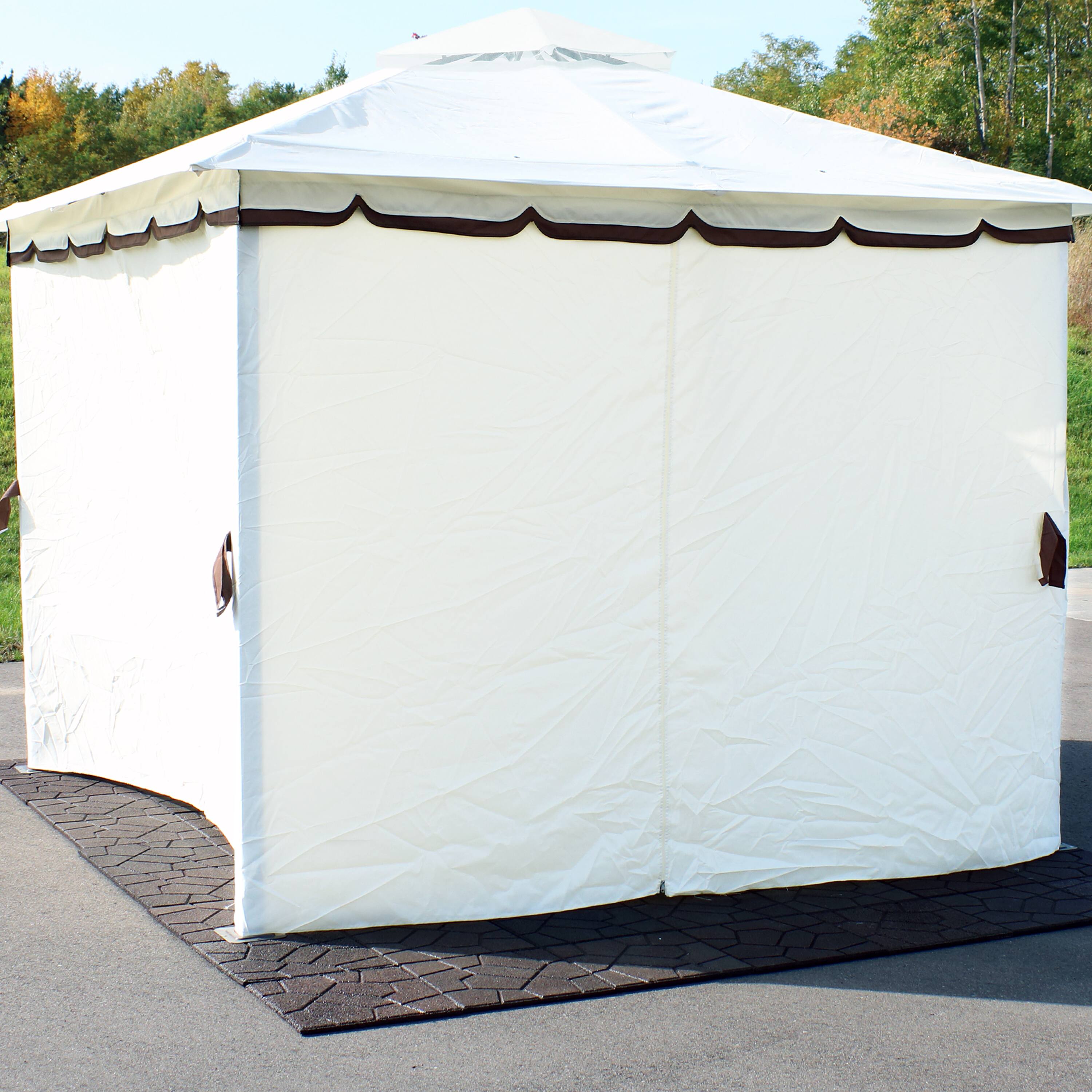 Alt View 3. Sunnydaze - 4-Piece 10 x 10 ft Polyester Gazebo Sidewall Curtain Set - Cream.