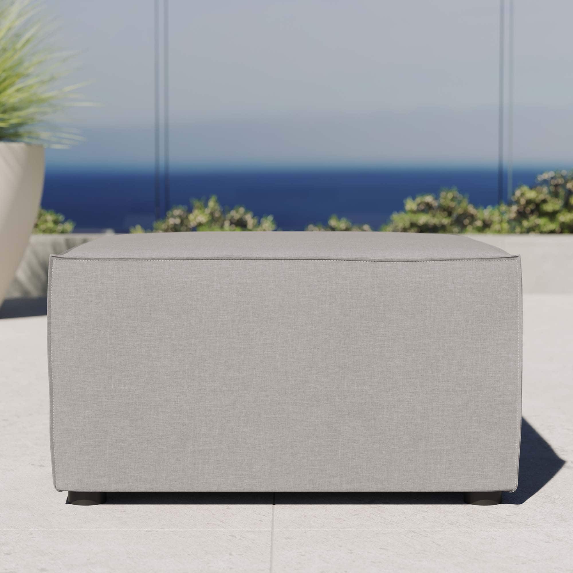 Saybrook Outdoor Patio Upholstered Sectional Sofa Ottoman by Modway - Gray