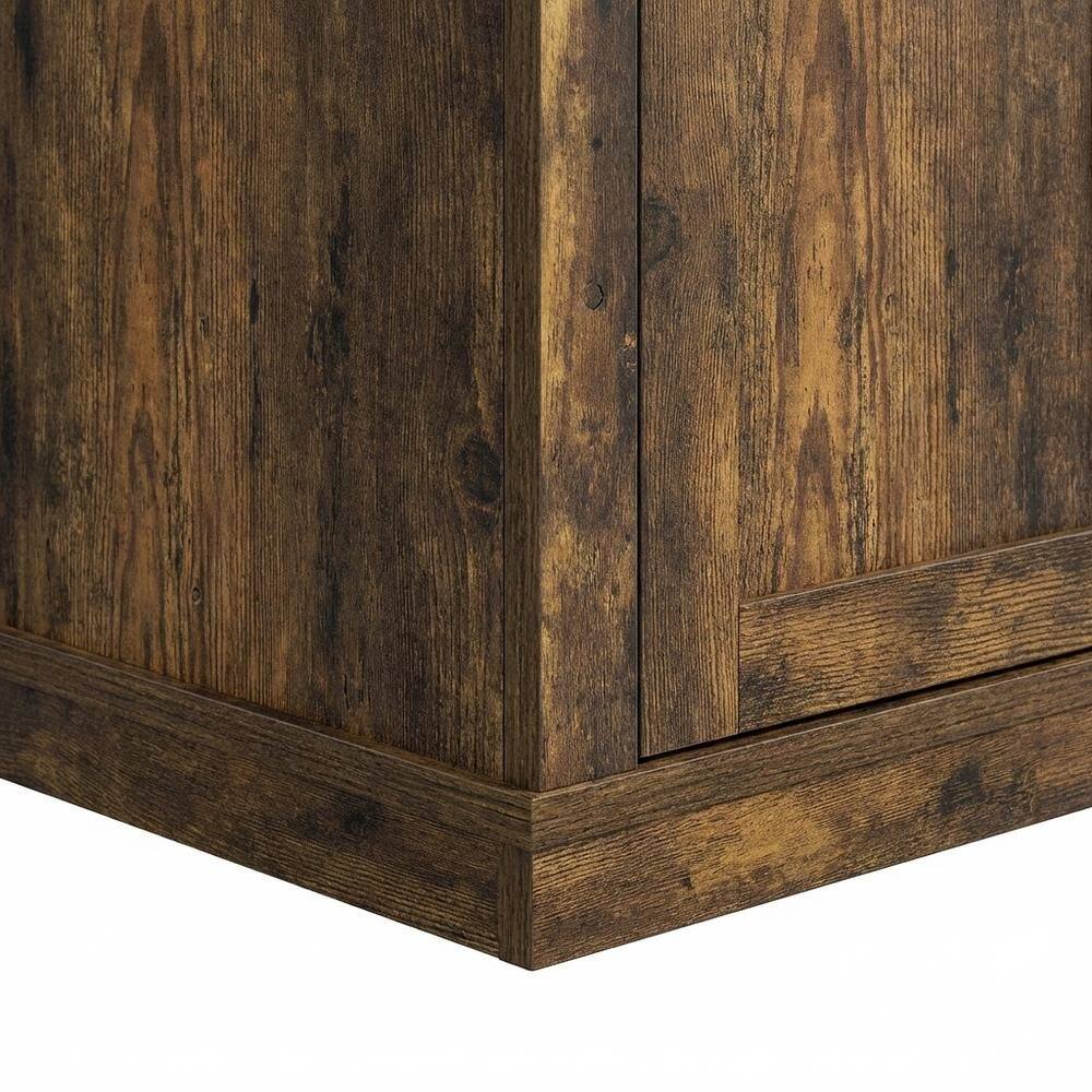 Alt View 2. FurniFact - Wooden 3-Tier Entertainment Center for TV up to 55 Inch - Amber Pine.