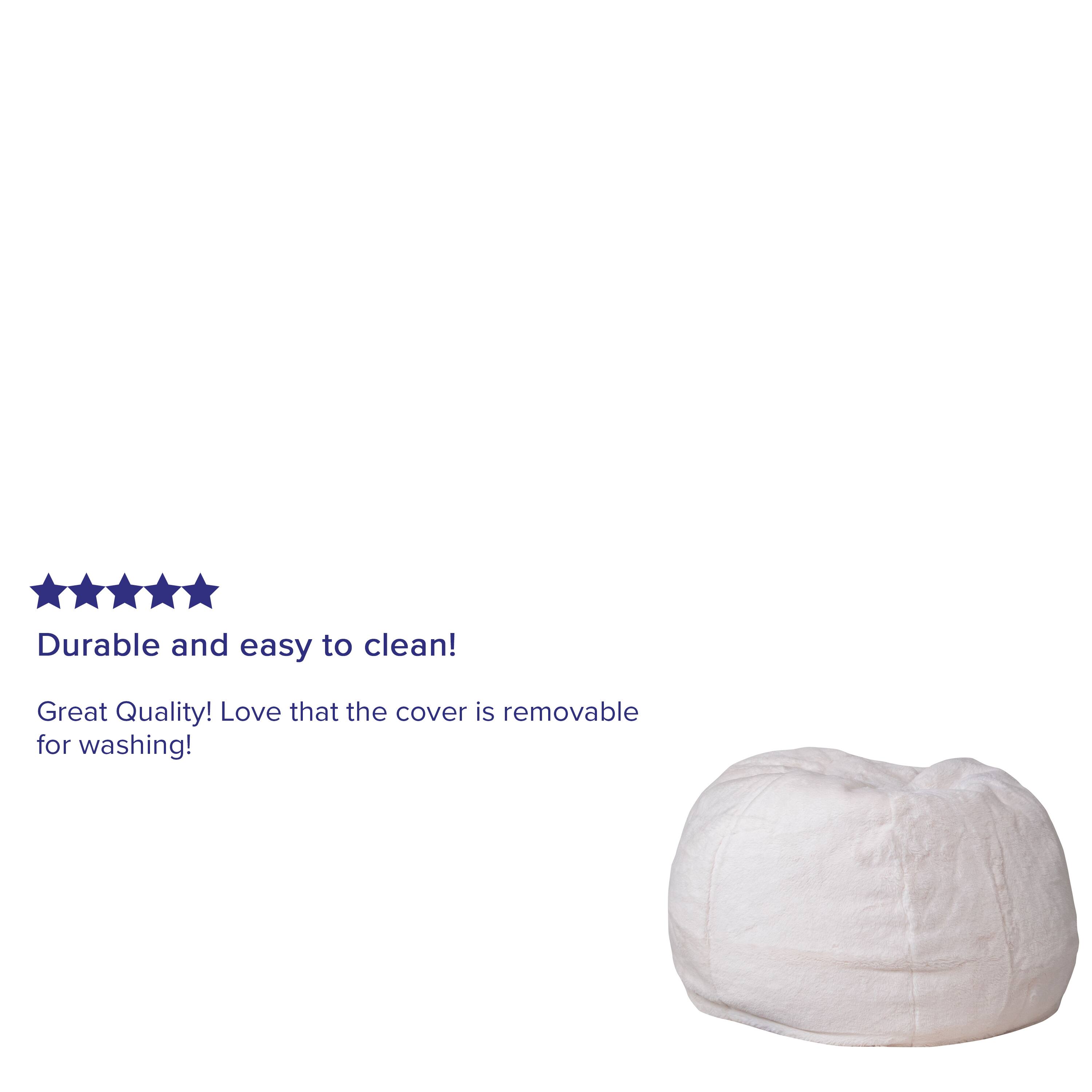 Alt View 11. Alamont Home - Small Bean Bag Chair for Kids and Teens - White Furry.