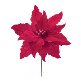 BreeBe - Glittered Poinsettia Flower Stem (Set of 2) - Red