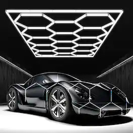 Adewalk - Hexagon Garage Lights, 672W 14 Grids LED Garage Lights - Easy Install 6500K Honeycomb Light for Workshop Warehouse - Clear