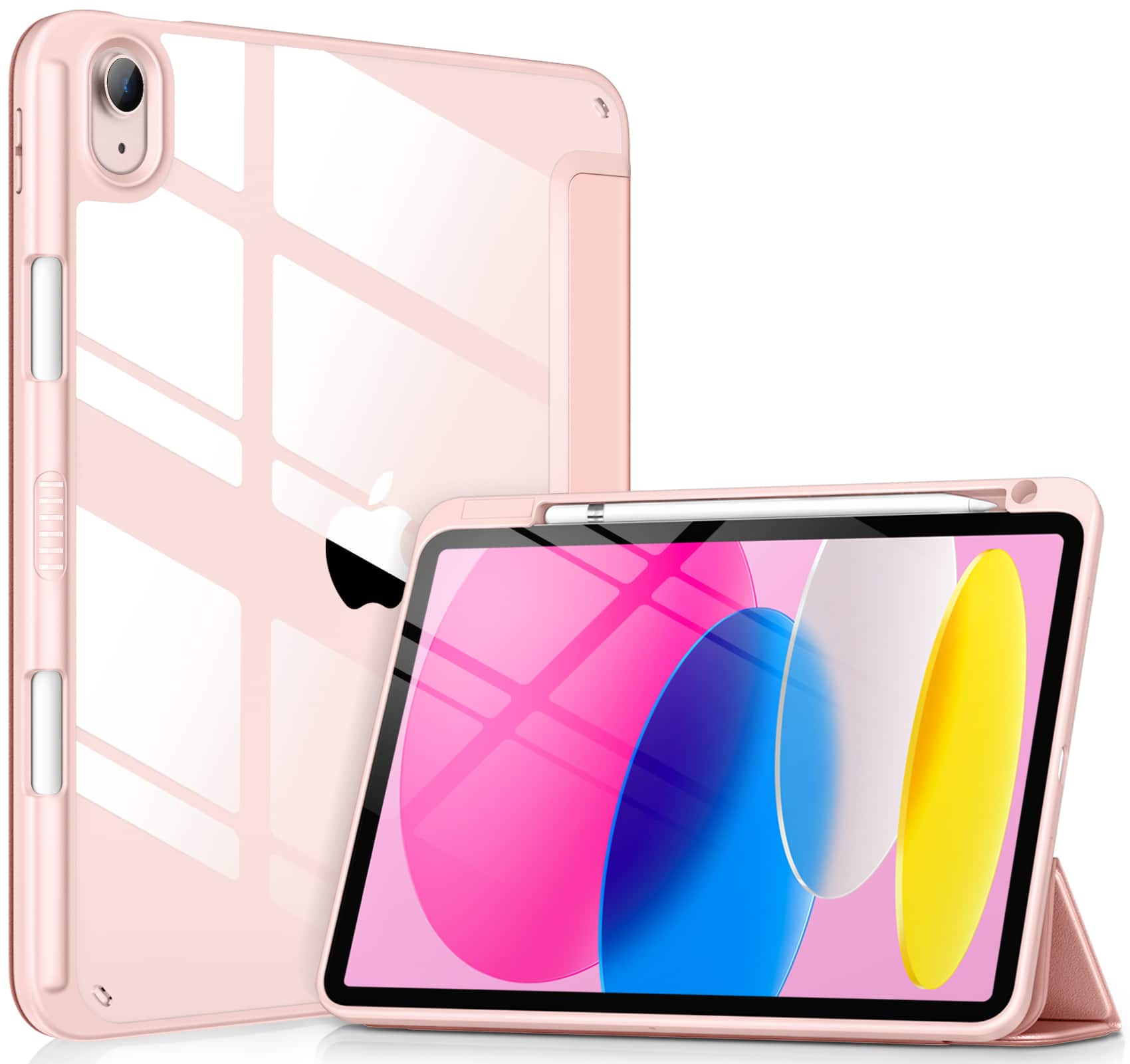 Front. DTTO - Case for iPad (A16) 11-inch 2025 and iPad 10th Generation 10.9 Inch 2022, Clear Back and TPU Shockproof Frame Cover - Rose Gold.