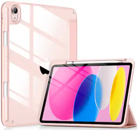 Front. DTTO - Case for iPad (A16) 11-inch 2025 and iPad 10th Generation 10.9 Inch 2022, Clear Back and TPU Shockproof Frame Cover - Rose Gold.