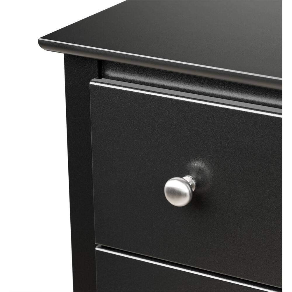 Angle. Prepac - Sonoma 3-drawer Tall Nightstand, Black - Black.