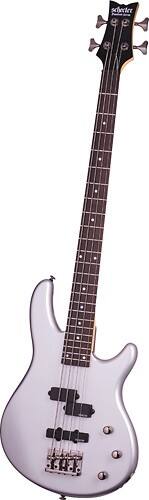 Angle Standard. Schecter - Raiden Deluxe 4 4-String Full-Size Electric Bass Guitar - Metallic Silver.
