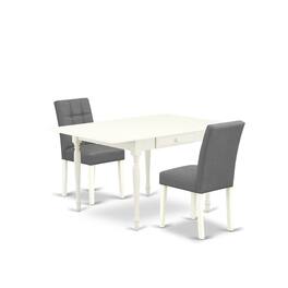 East West Furniture - 3 Piece Kitchen Table Set consists A Mid-Century Dining Table - White