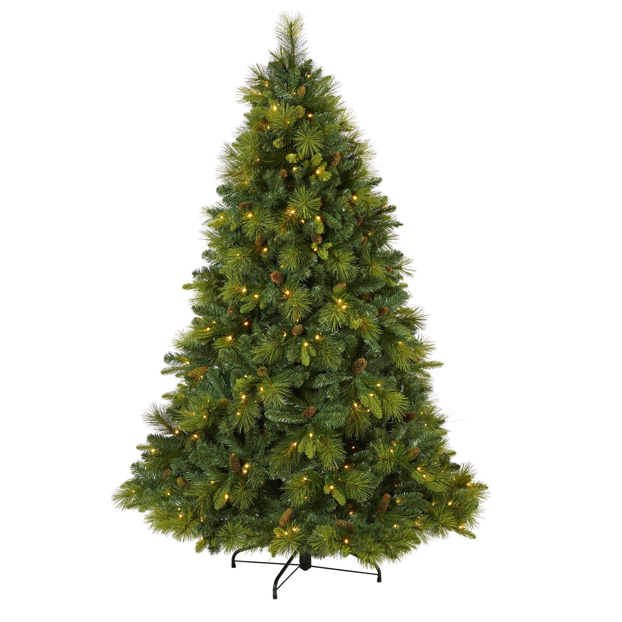 BreeBe - 6.5’ Carolina Pine Xmas Tree w/350 LEDs, 1367 Tips & Cones - Multicolor
