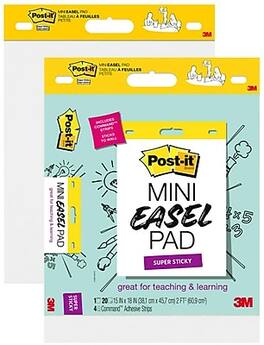 Post-it - Mini Super Sticky Wall Easel Pad, 15" x 18", 20 Sheets/Pad, 2 Pads/Pack - White