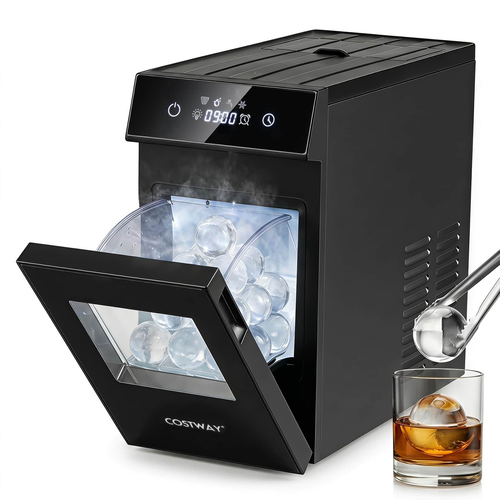 "Costway - 2"" Ice Ball Maker Countertop with Self-Cleaning 8H Timer 1 Pc in 25 Mins 48 Pcs/Day - Black" price history on PriceWatchPro
