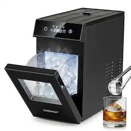 Costway - 2" Ice Ball Maker Countertop with Self-Cleaning 8H Timer 1 Pc in 25 Mins 48 Pcs/Day - Black