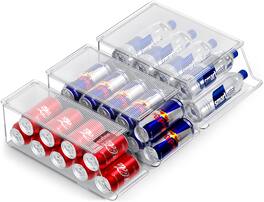 Sorbus - Fridge & Pantry Can Organizer - 3 Size Dispenser for Standard, Skinny Cans & Water Bottles With Lids for Fridge - Transparent