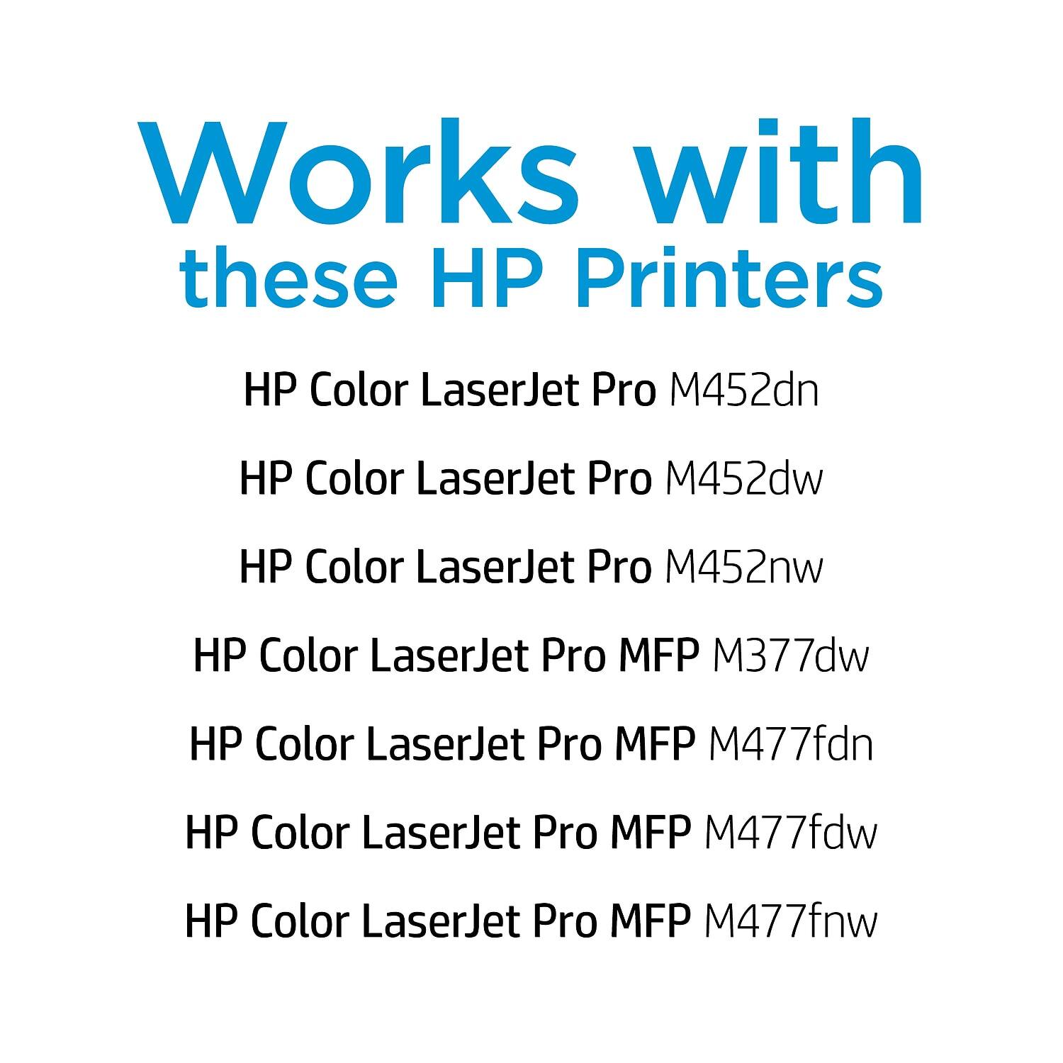 Works with these HP Printers

- HP Color LaserJet Pro M452dn
- HP Color LaserJet Pro M452dw
- HP Color LaserJet Pro M452nw
- HP Color LaserJet Pro MFP M377dw
- HP Color LaserJet Pro MFP M477fdn
- HP Color LaserJet Pro MFP M477fdw
- HP Color LaserJet Pro MFP M477fnw