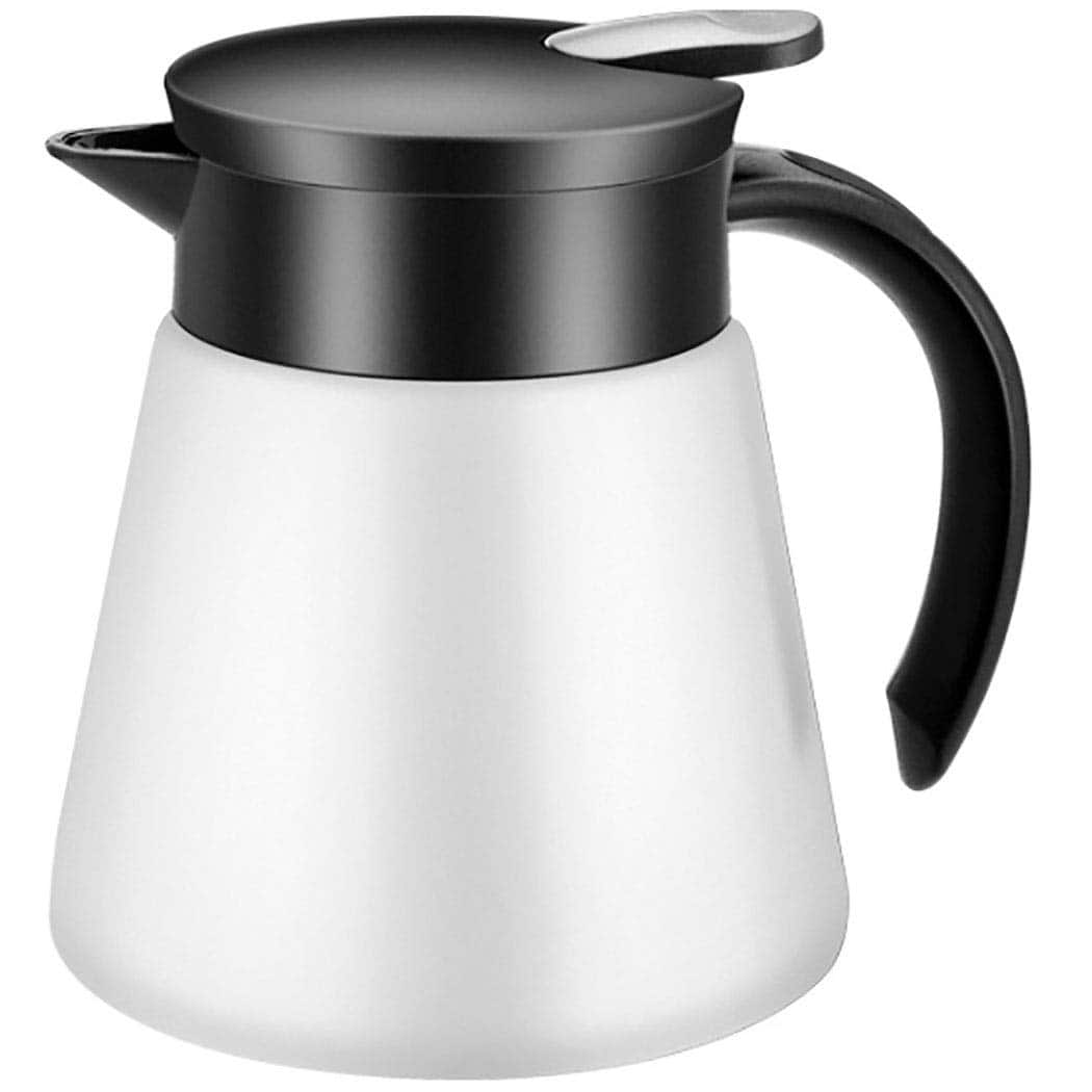 Dapper Styles - Thermal Coffee Carafe Tea Pot Stainless Steel Insulation Double Wall Vacuum Insulated Water & Beverage Disp - White