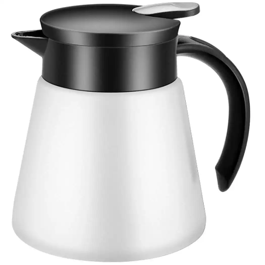 Dapper Styles - Thermal Coffee Carafe Tea Pot Stainless Steel Insulation Double Wall Vacuum Insulated Water & Beverage Disp - White