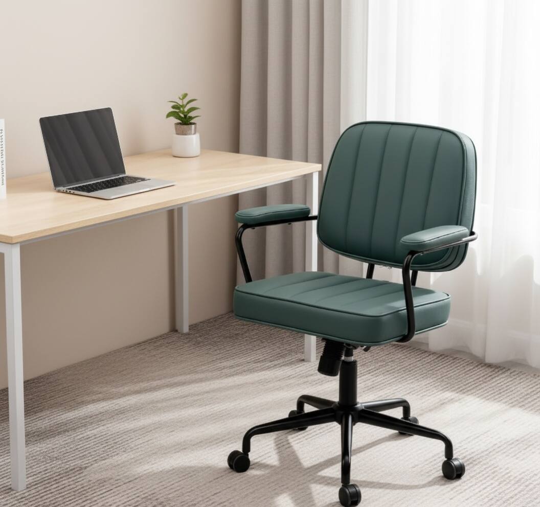 Alt View 7. Forest'nSky - Retro Style Office Chair, Adjustable Home & Office Desk Chair with Comfortable Seating,Green - Green.