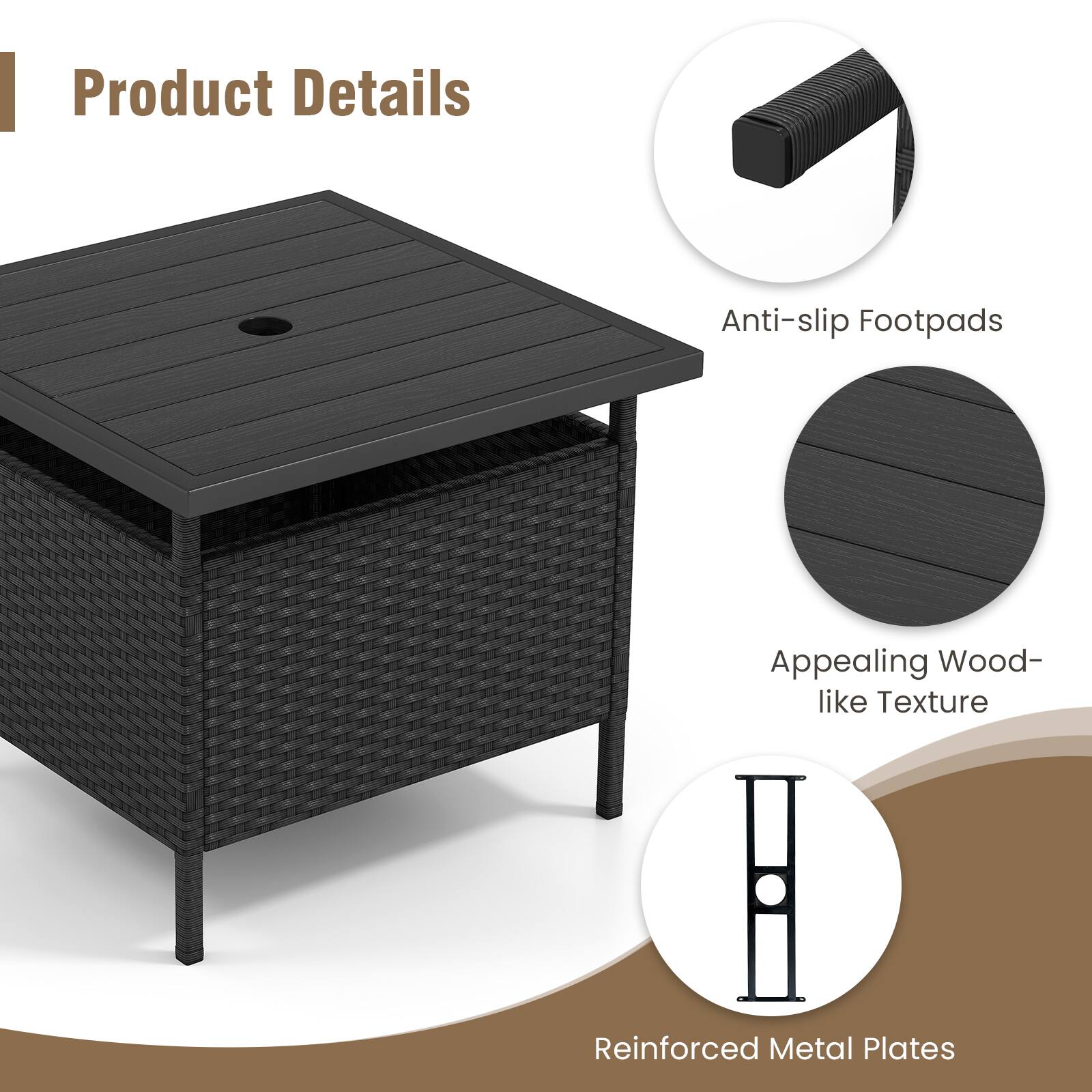 Product Details

- Anti-slip Footpads
- Appealing Wood-like Texture
- Reinforced Metal Plates