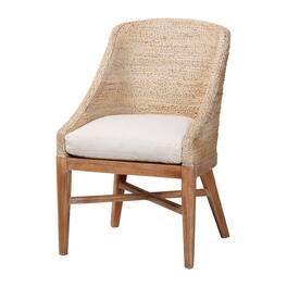 bali & pari - Jasper Seagrass Dining Chair with Mahogany Wood Frame - Accent Chair with Woven Wingback and Cushioned Seat - White Wash