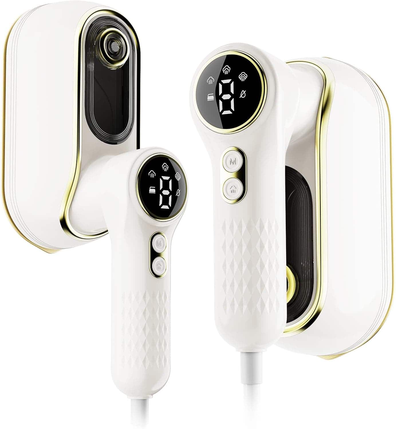 FINEAK - 1200W Portable Handheld Fabric Steamer 4 Modes LCD 10S Heat-Up 150ml Tank 180°Swivel Handle - White