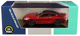 BMW M8 Coupe Motegi Red Metallic with Black Top 1/64 Diecast Model Car by Paragon