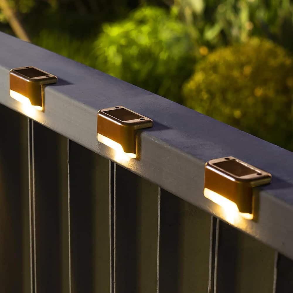 Front. MOSZAR LLC - Solar Deck Lights Outdoor 16 Pack, Solar Step Lights Waterproof - White.