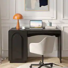 Bestier - 47.2 Inch Office Desk with 3 Versatile Drawers and Sliding Rails, Modern Curved Rounded Corner for Home Office Desk - Black