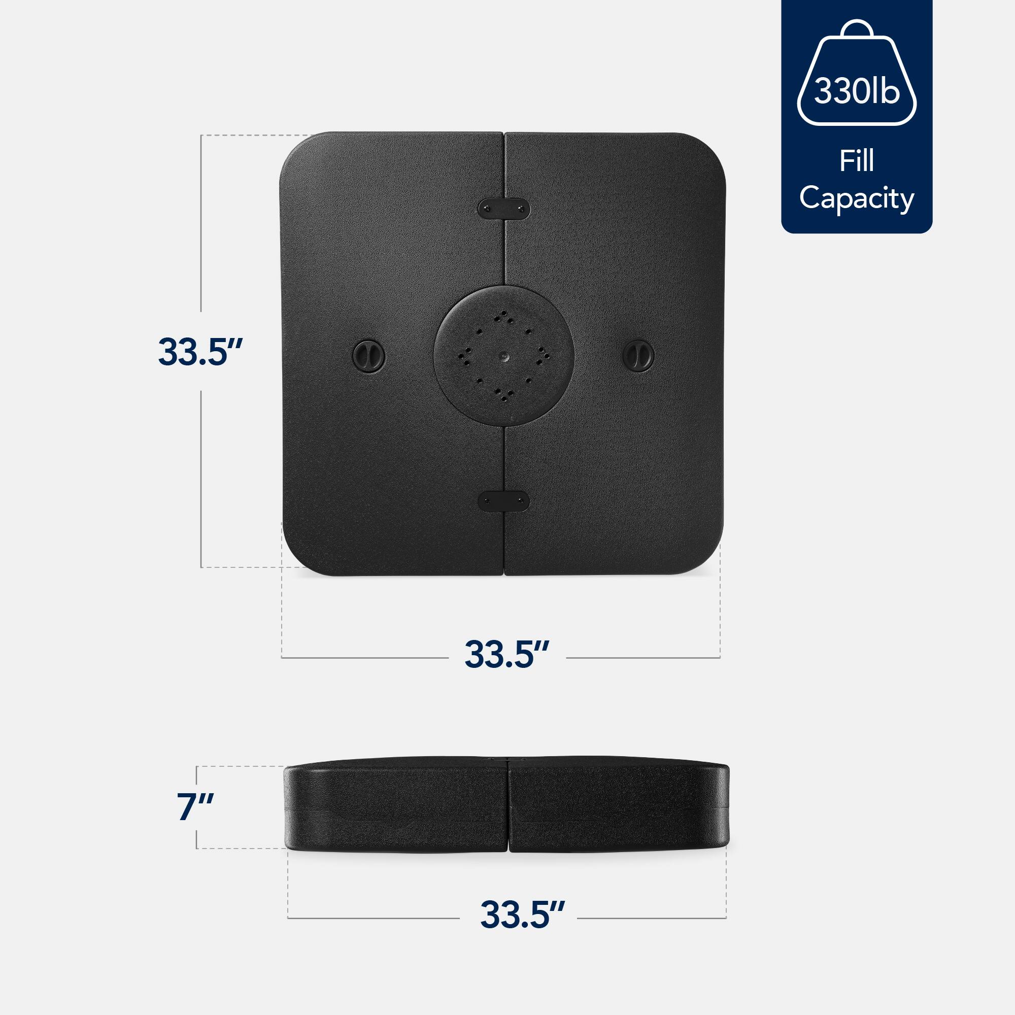 330lb Fill Capacity, 33.5" D, 33.5" W, 7" H, 33.5" L