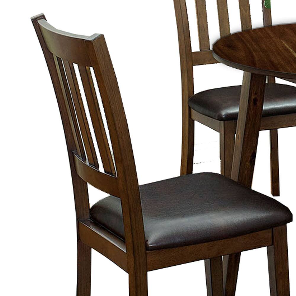Alt View 1. Manhattan Lane - Wooden Dining Table with Ladder Back Style Chairs, Set of 5, Brown - Brown.