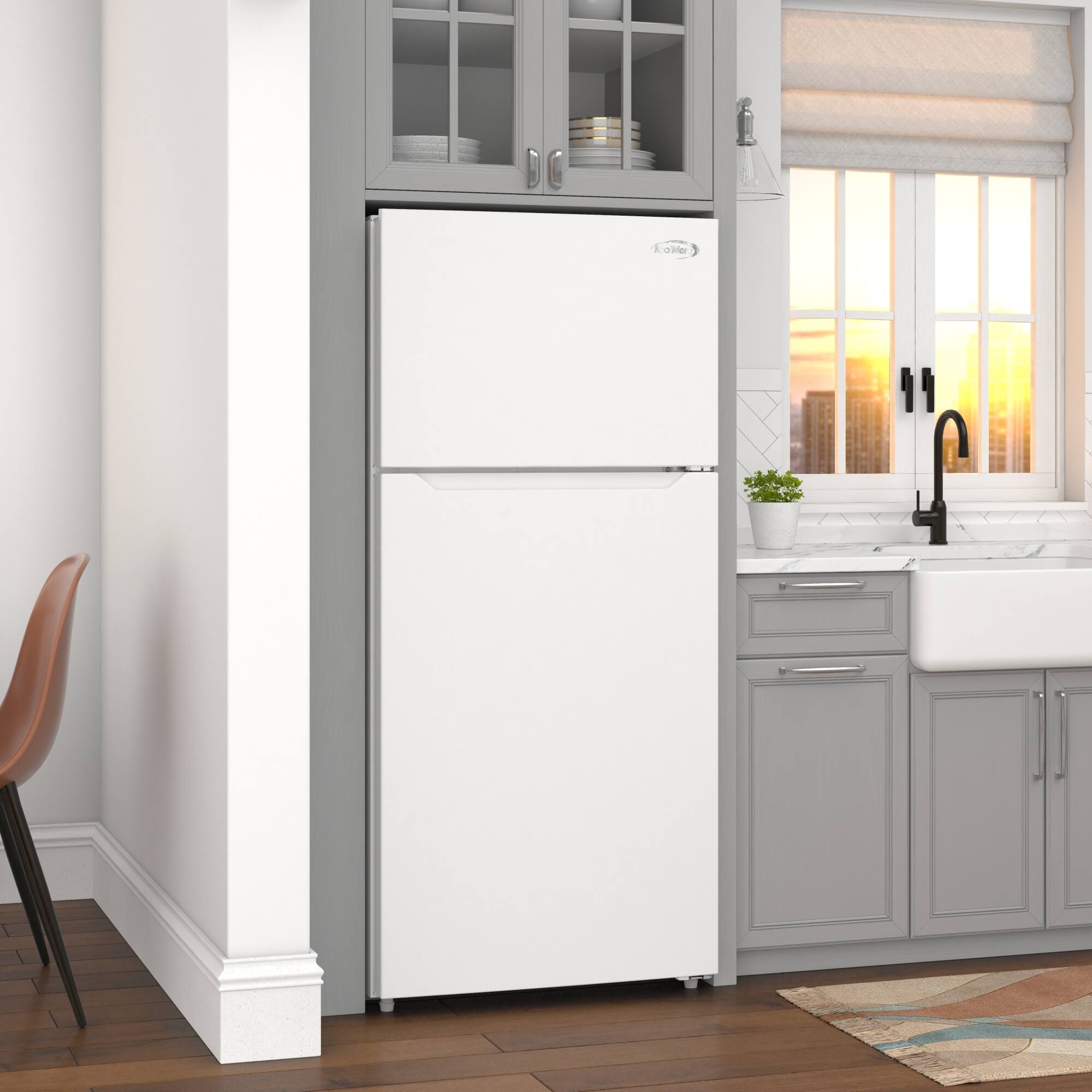 Back. Koolmore - 28 In. 14 Cu. Ft. Top-Freezer Household Refrigerator in White, Energy Star Certified - White.