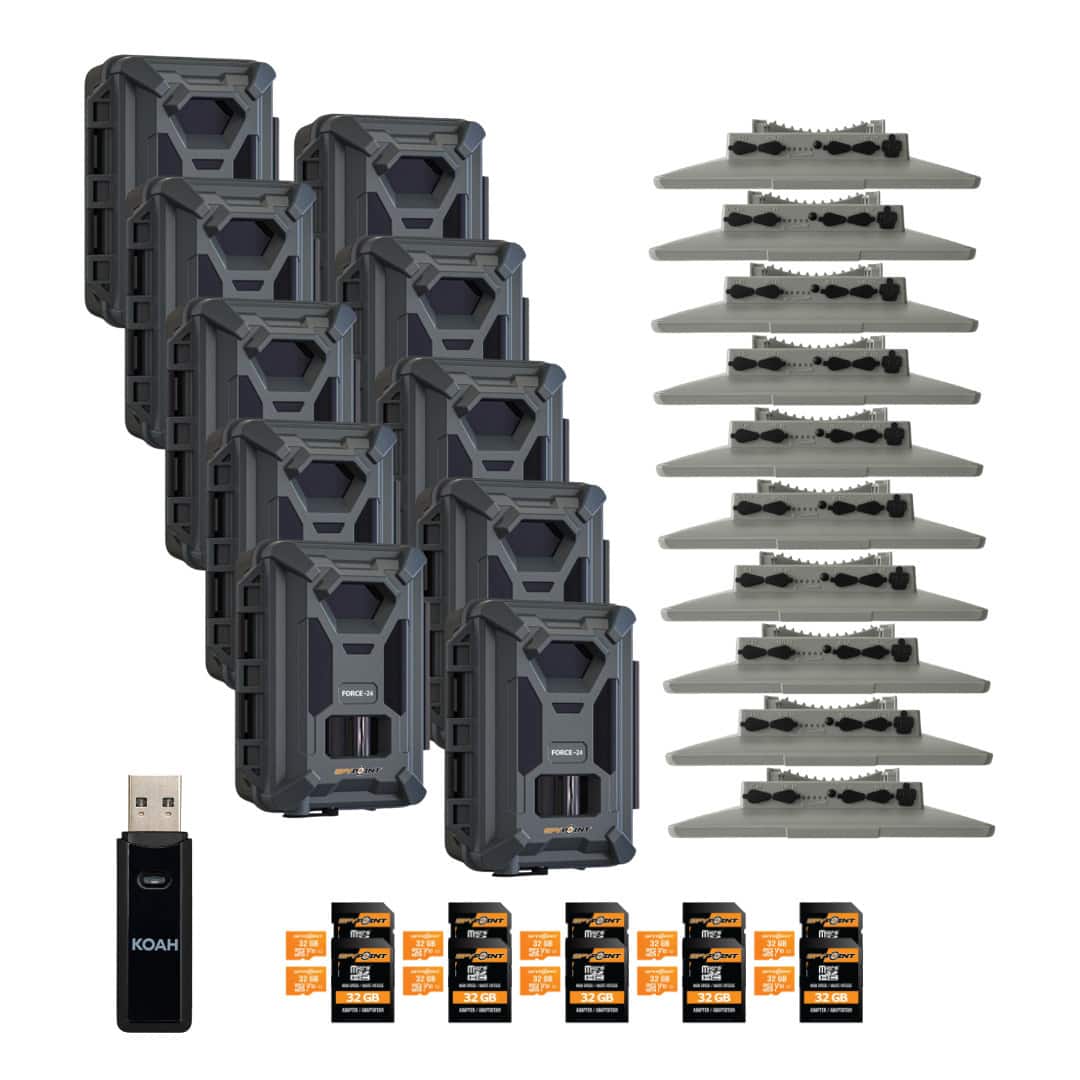 Spypoint - Force-24MP Non-Cellular Trail Camera Bundle (10 Pack) with Accessories