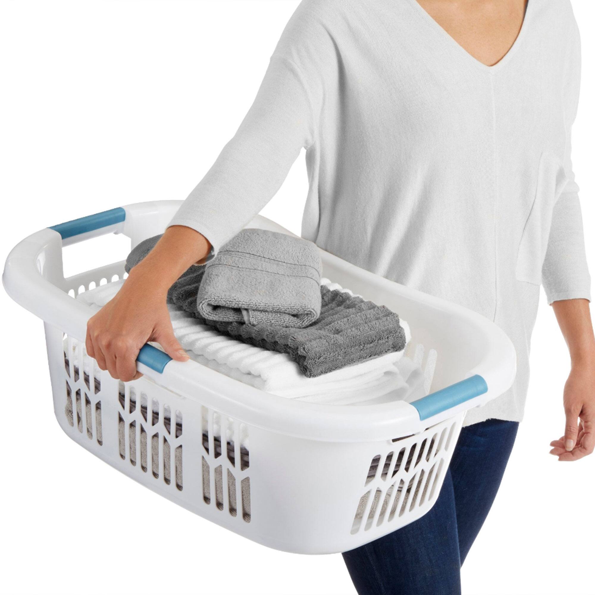 Alt View 3. RubberMaid - Rubbermaid 2.1-Bushel Small Hip-Hugger Plastic Laundry Basket, White (6-Pack) - White.