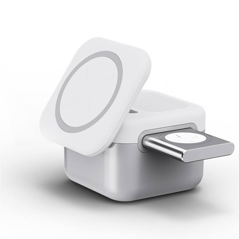 Alt View 1. RISOKEYS - 3-in-1 Magnetic Wireless Charger - Detachable Desktop Stand for Apple 14, Watch and Earphones Wireless Charging - White.