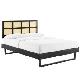 Modway - Sidney Cane and Wood Queen Platform Bed With Angular Legs - Black
