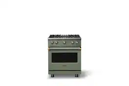 Viking - 30 in. Wide Pro 5 Series 4.0 Cu. Ft. Freestanding Sealed 4 Burner Gas Convection Range - Eucalyptus/Brushed Brass - Eucalyptus