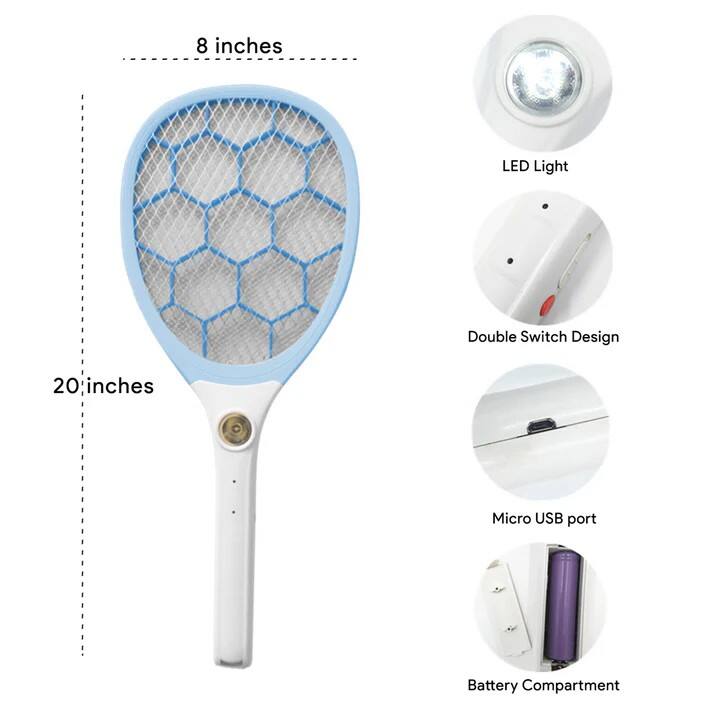 8 inches LED Light  
Double Switch Design  
20 inches Micro USB port  
Battery Compartment