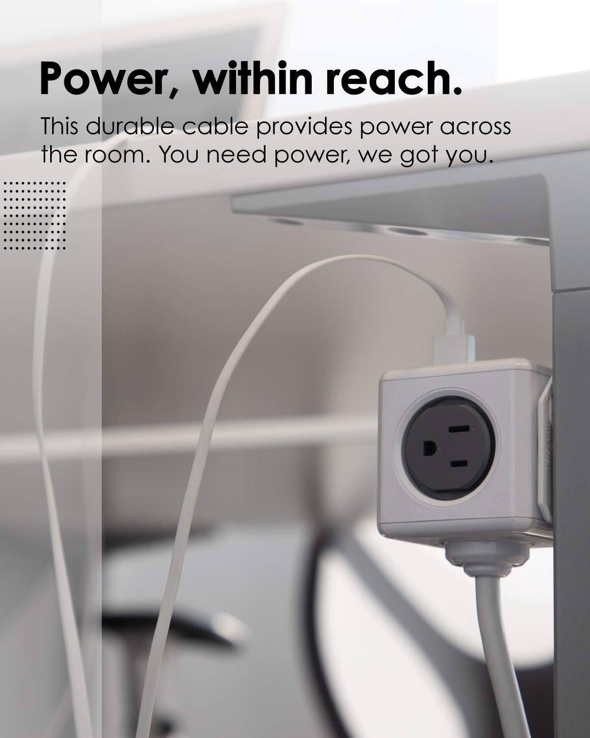 Power, within reach.  
This durable cable provides power across the room. You need power, we got you.