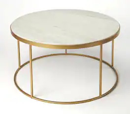 Butler Specialty - Triton 34 in. W Round Marble and Metal Coffee Table - Multi-Color